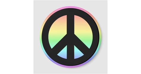 Pastel Rainbow Peace Sign 2 Inch Round Magnet | Zazzle