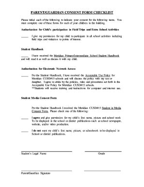 Fillable Online Meridianhawks Parentguardian Consent Bformb Checklist