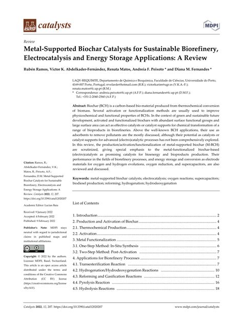 Pdf Metal Supported Biochar Catalysts For Sustainable Biorefinery