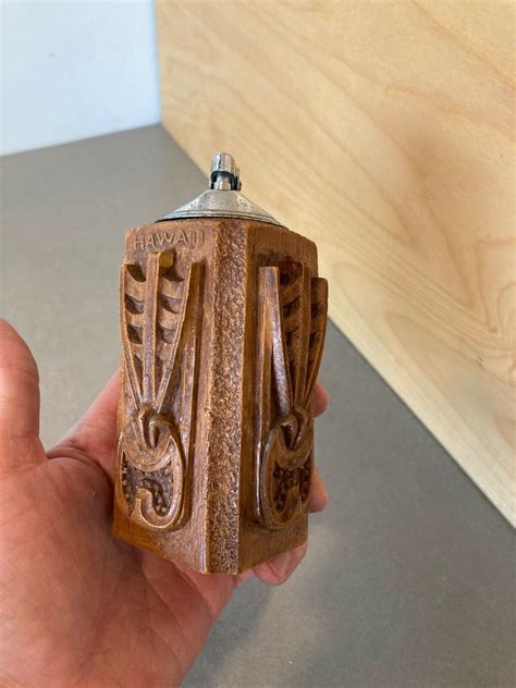 Vintage 60s Hawaii Coco Joes Hapa Wood Table Top Tiki Lighter Ebay