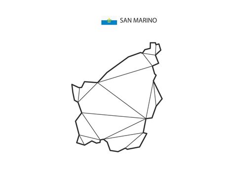 Mosaic Triangles Map Style Of San Marino Isolated On A White Background