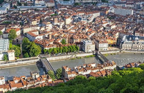 Aerial view of Grenoble old town, France | Stock image | Colourbox