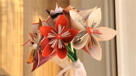 Paper Flower Bouquet Diy Origami Flower Tutorial Youtube