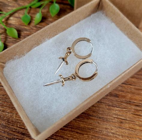 Mini Sword Earrings Huggie Sword Earrings Tiny Sword Earrings Small