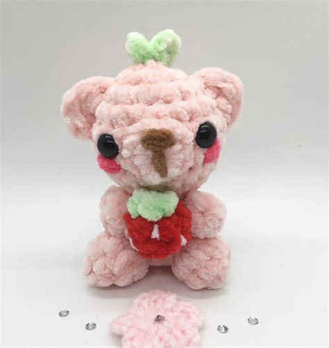 Strawberry Bear Crochet Strawberry Bear Etsy