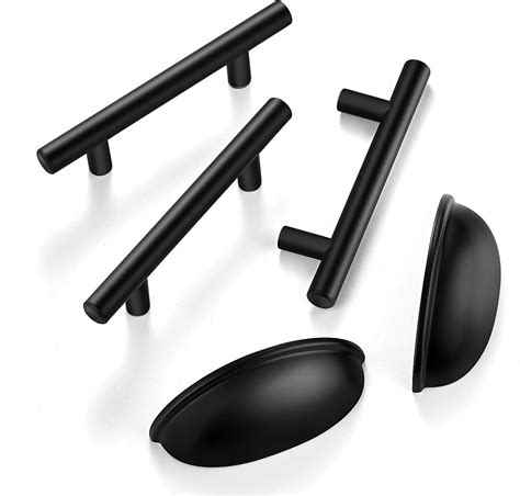 Ravinte 24 Pack 5 Inch Matte Black Cabinet Pulls And 10 Pack 3 Inch Flat