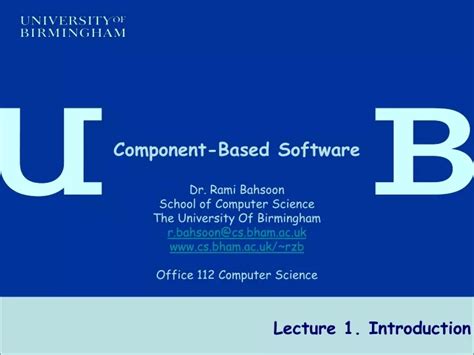 component based software engineering  dr  bahsoon