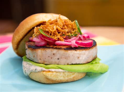 Tuna Steak Burgers Recipe Geoffrey Zakarian Food Network