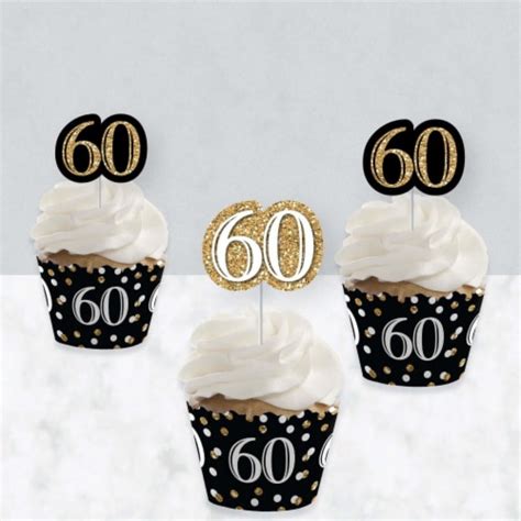 Big Dot Of Happiness Adult 60th Birthday Gold Cupcake Wrappers