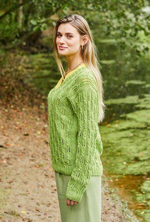 Pullover Mit V Ausschnitt Und Zopf Lochmuster In Gr N