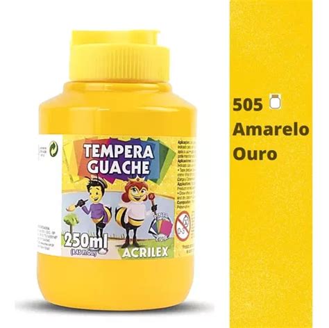 Tinta Tempera Guache Escolar Acrilex Ml Cor Amarelo Ouro Mercadolivre