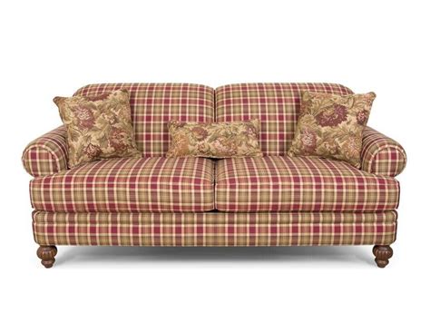 Red Plaid Couch for Primitive Living Room