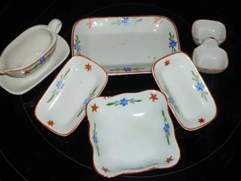 ANCIENNE DINETTE EN Porcelaine Art Deco 6 Pieces Miniature Maison De