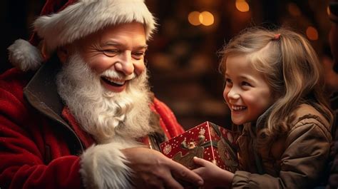 Premium AI Image Santa Claus Delivering Presents To Girl