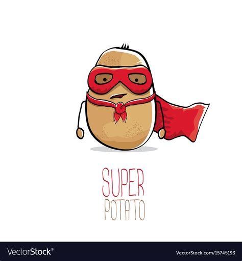 Funny Cartoon Cute Brown Super Potato Royalty Free Vector