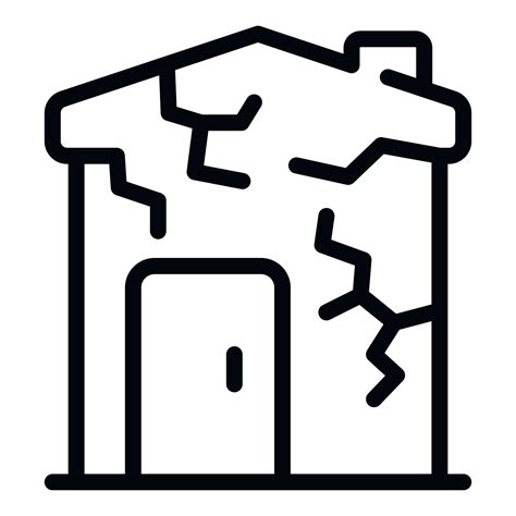 Destroyed House Icon Outline Vector Poverty House Vector Art