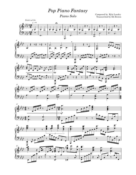 Pop Piano Fantasy Kyle Landry Sheet Music For Piano Solo