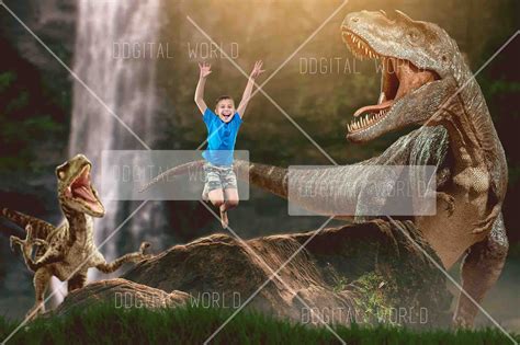 Dinosaur Digital Background Chasing Dinosaurs Backdrop Scary Etsy