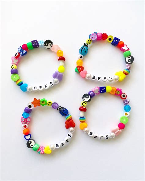 Handmade Colorful Customizable Beaded Bracelets Y2k Name Etsy