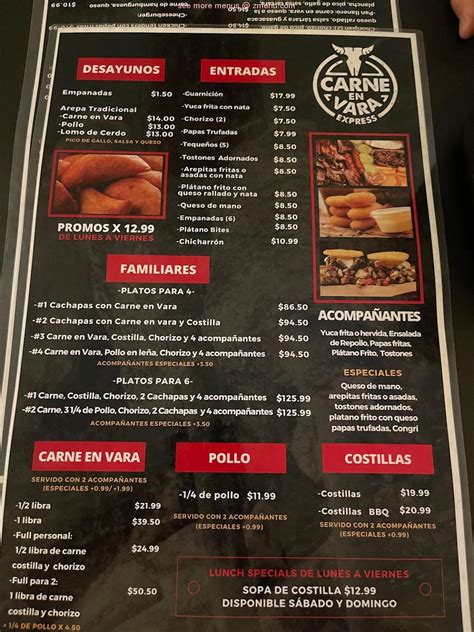 Online Menu Of Carne En Vara Express Restaurant Doral Florida 33166