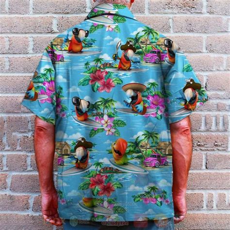 Surfing Parrot Hawaiian Shirt Homefavo