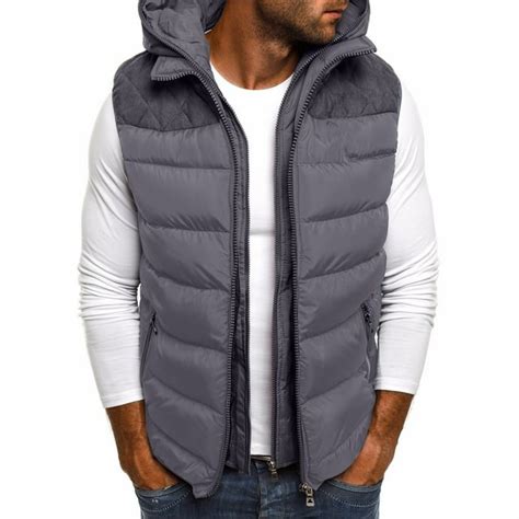 Yanhoo Mens Hooded Vest Zipper Oversized Lightweight Ultra Loft