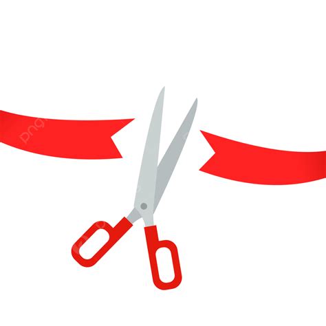 Scissors Cut Red Ribbon Grand Opening Ceremony Ceremonial Celebration Big Official Open Vector