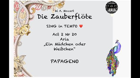 Zauberflöte Act2 Nr20 Aria PAPAGENO Ein Mädchen oder Weibchen