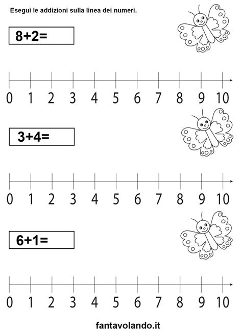 La linea dei numeri schede Fantavolando Attività di matematica in