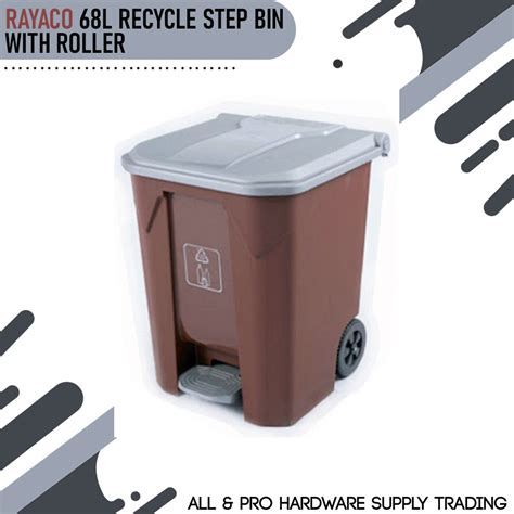 RAYACO 68L Recycle Step Bin With Roller Garbage Bin Trash Bin