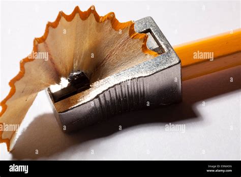 Sharpened Pencil And Wood Shavingspencil Sharpener Stock Photo Alamy