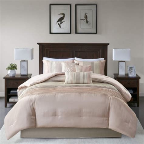 Madison Park Amherst Faux Silk Comforter Set King Blush Taupe King