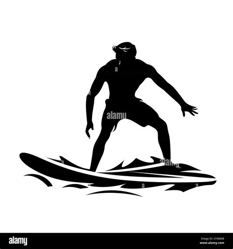 Surfer Silhouette Surfer Black Icon On White Background Stock Vector