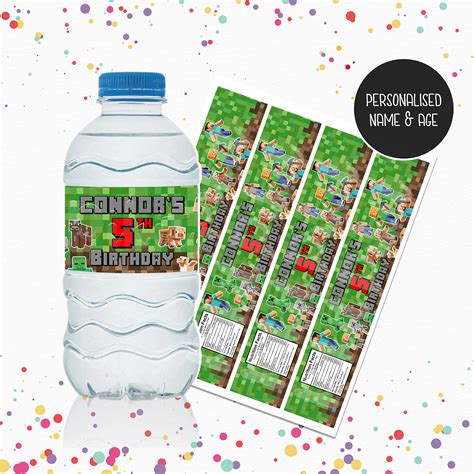 Minecraft Water Bottle Labels Pikit Kids