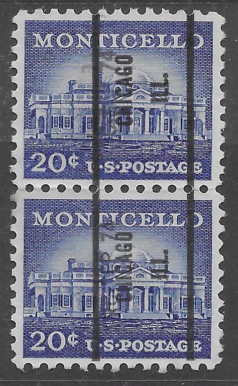 Us Pair Monticello Precancel Chicago United States General