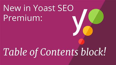 Yoast Seo Premium Table Of Contents Block Youtube