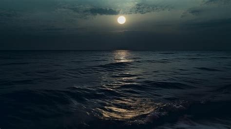 Premium Ai Image Arafed View Of A Full Moon Over The Ocean At Night