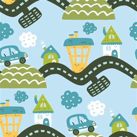 Premium Vector Cute Cartoon Car Seamless Pattern