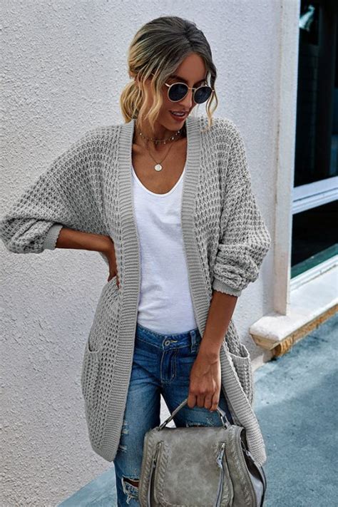 Chunky Cardigan Sweater With Cute Side Pocket Design