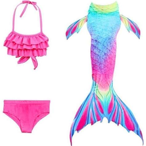 Kathévan Maillot de bain sirène bikini filles de 5 ans à 12 ans fête et vacances à la plage