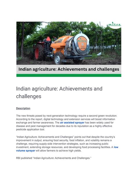 Indian Agriculture Achievements And Challenges By Mitra Agro Issuu