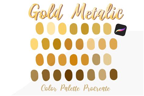 Gold Metallic Procreate Color Palette Instant Download Etsy