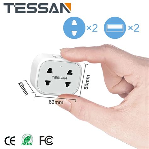 Tessan Double Shaver Plug Adaptor Uk With Outlet Usb Ports Wall