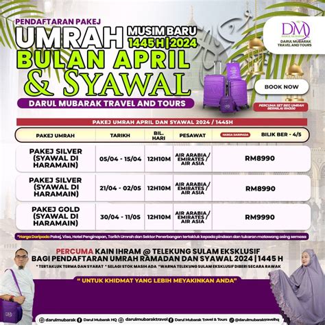 Jadual Penuh Umrah 2024 1445H Darul Mubarak Travel Tours