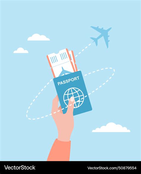 A Hand Holding Passport And Airline Tickets Vector Image