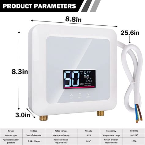 Buy W Tankless Mini Hot Water Heater Under Sink V Thermostatic Electric Instant Hot Water