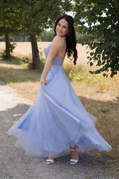 A Line V Neck Backless Blue Lace Long Prom Dress Blue Lace Formal Dre