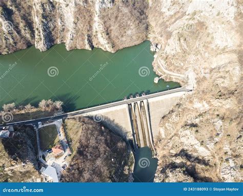 Aerial View of Dam of Krichim Reservoir, Bulgaria Stock Image - Image ...