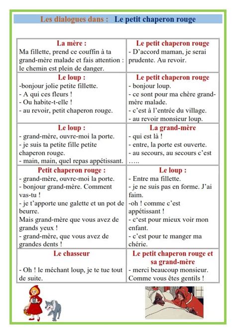 Les Dialogues Dans Le Petit Chaperon Rouge Le Petit Chaperon Rouge