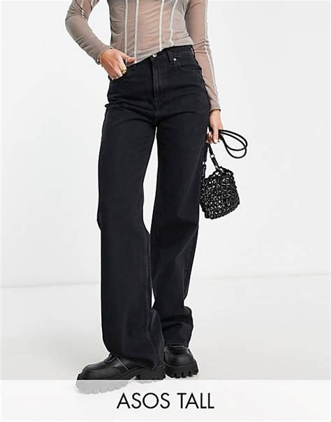 Asos Design Tall Dad Jeans In Verwaschenem Schwarz Asos